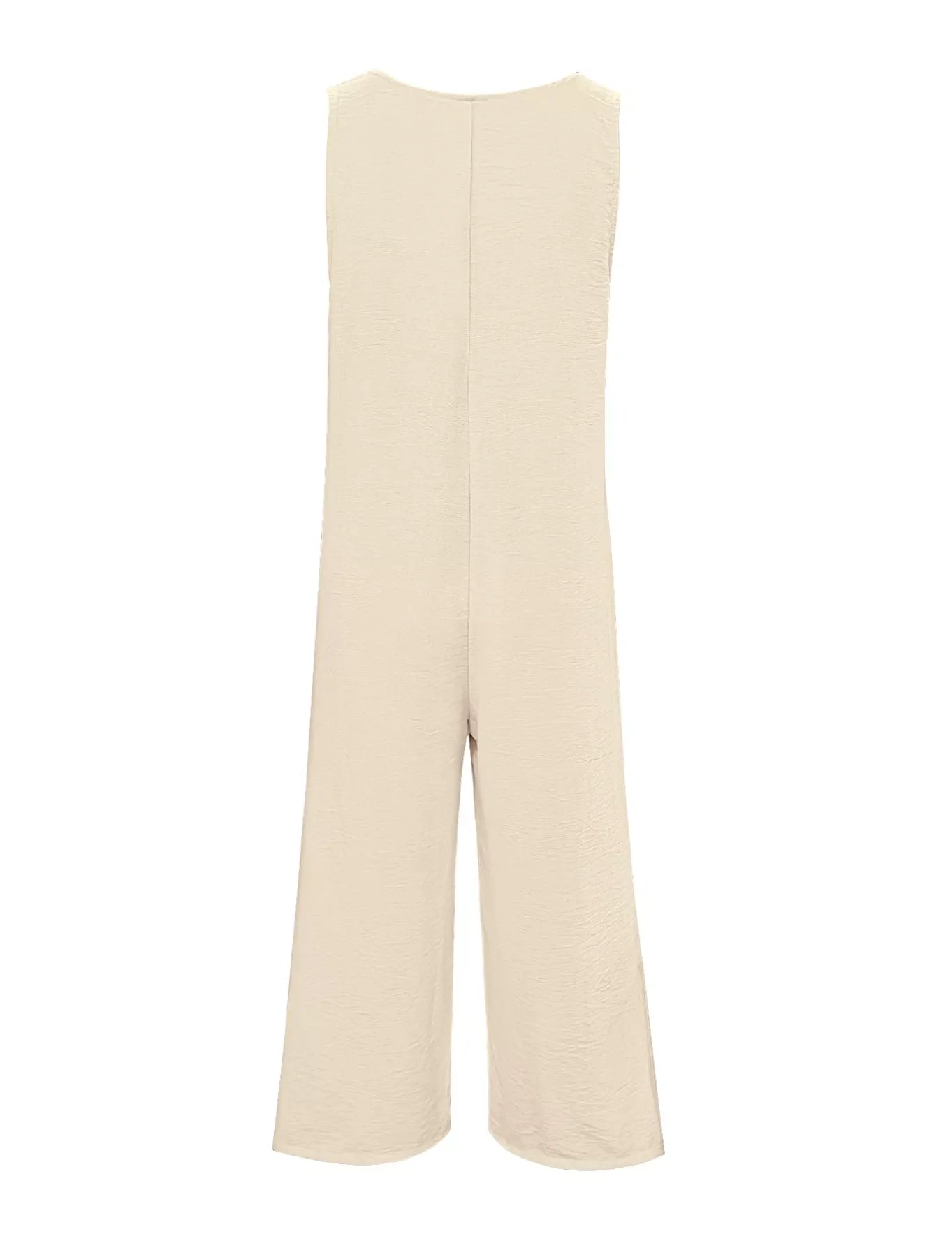 Sleeveless Button Front Wide Leg Jumpsuit
