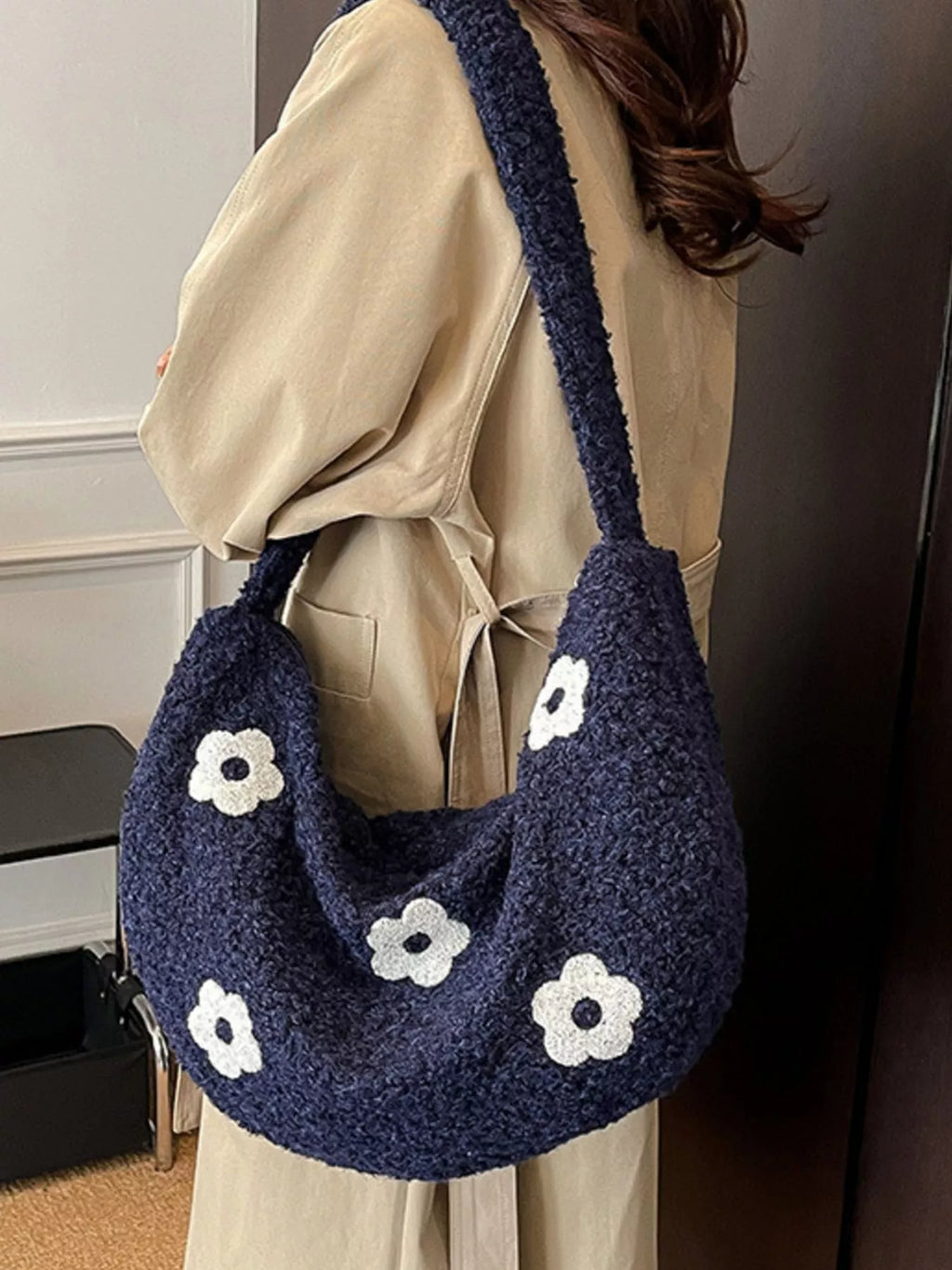 Floral Plush Crossbody Bag