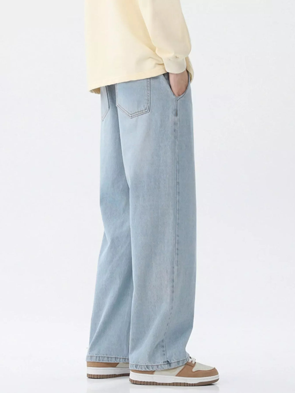 Men's Full Size Wash Wide Leg Jeans Plus Size