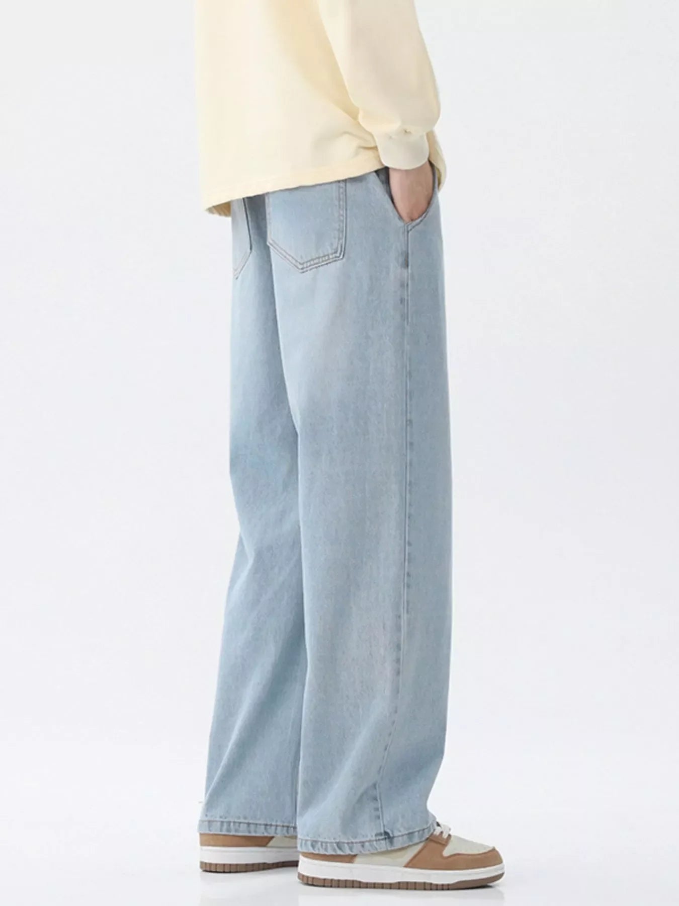 Men's Full Size Wash Wide Leg Jeans Plus Size