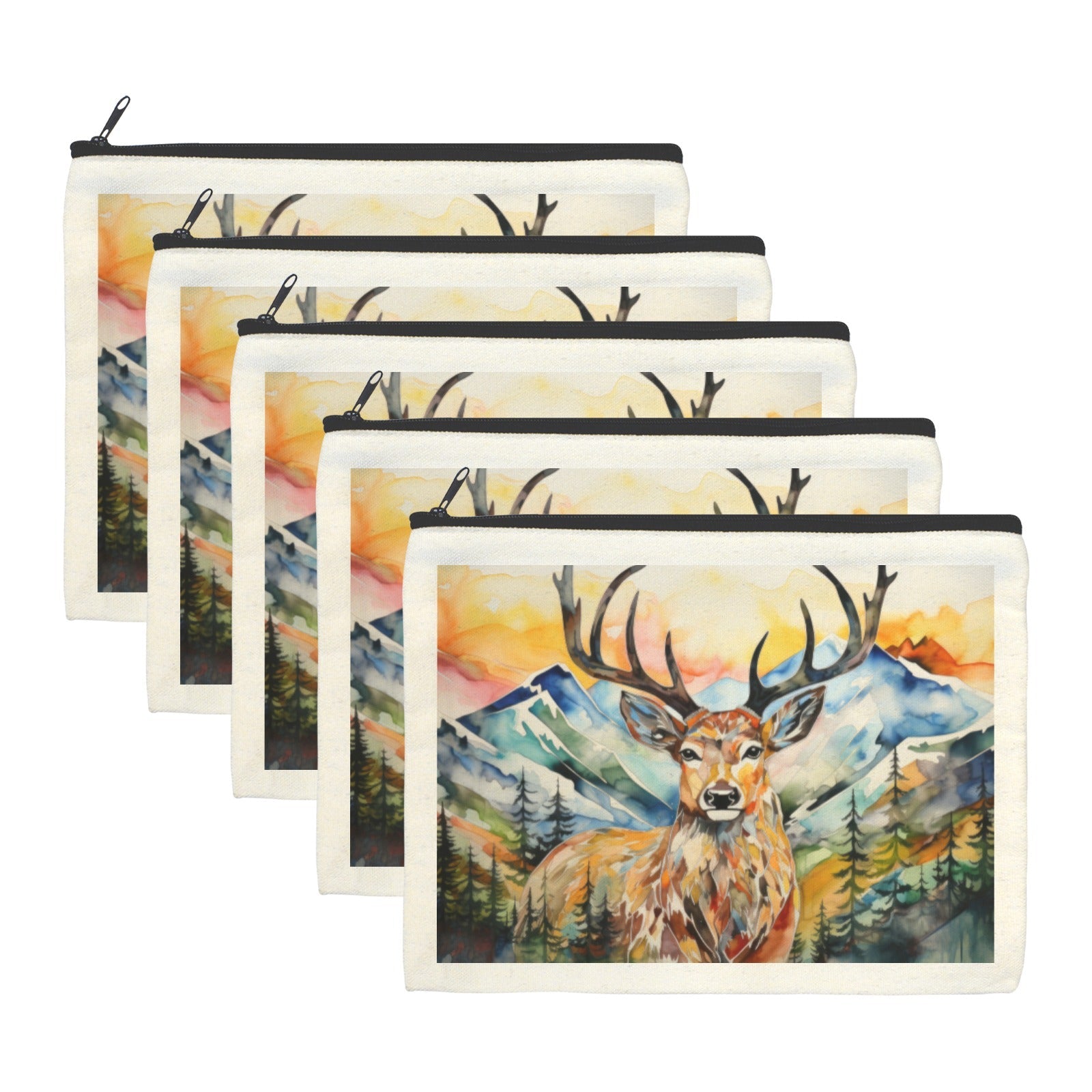 Baha Ranch Painted Buck Cosmetic Bag Pack of 5 Made in America