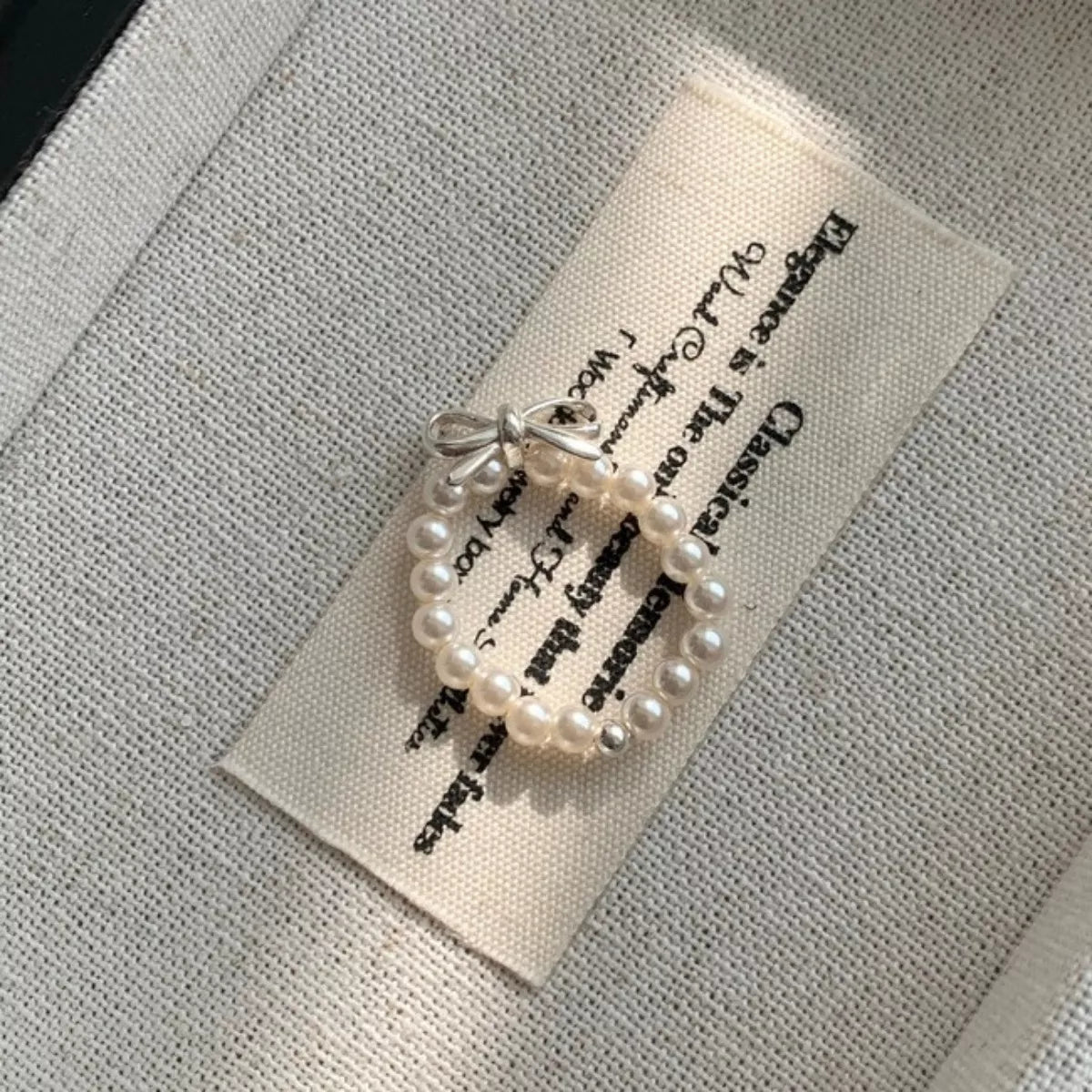 Bow Pearl Beaded Ring