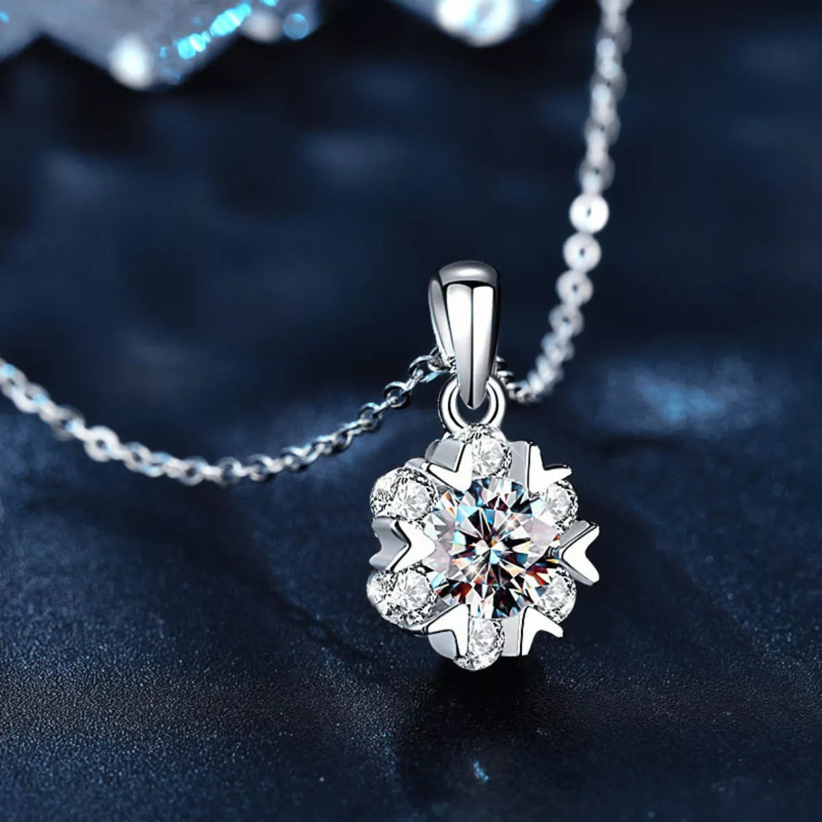 1 Carat Moissanite 925 Sterling Silver Pendant Necklace