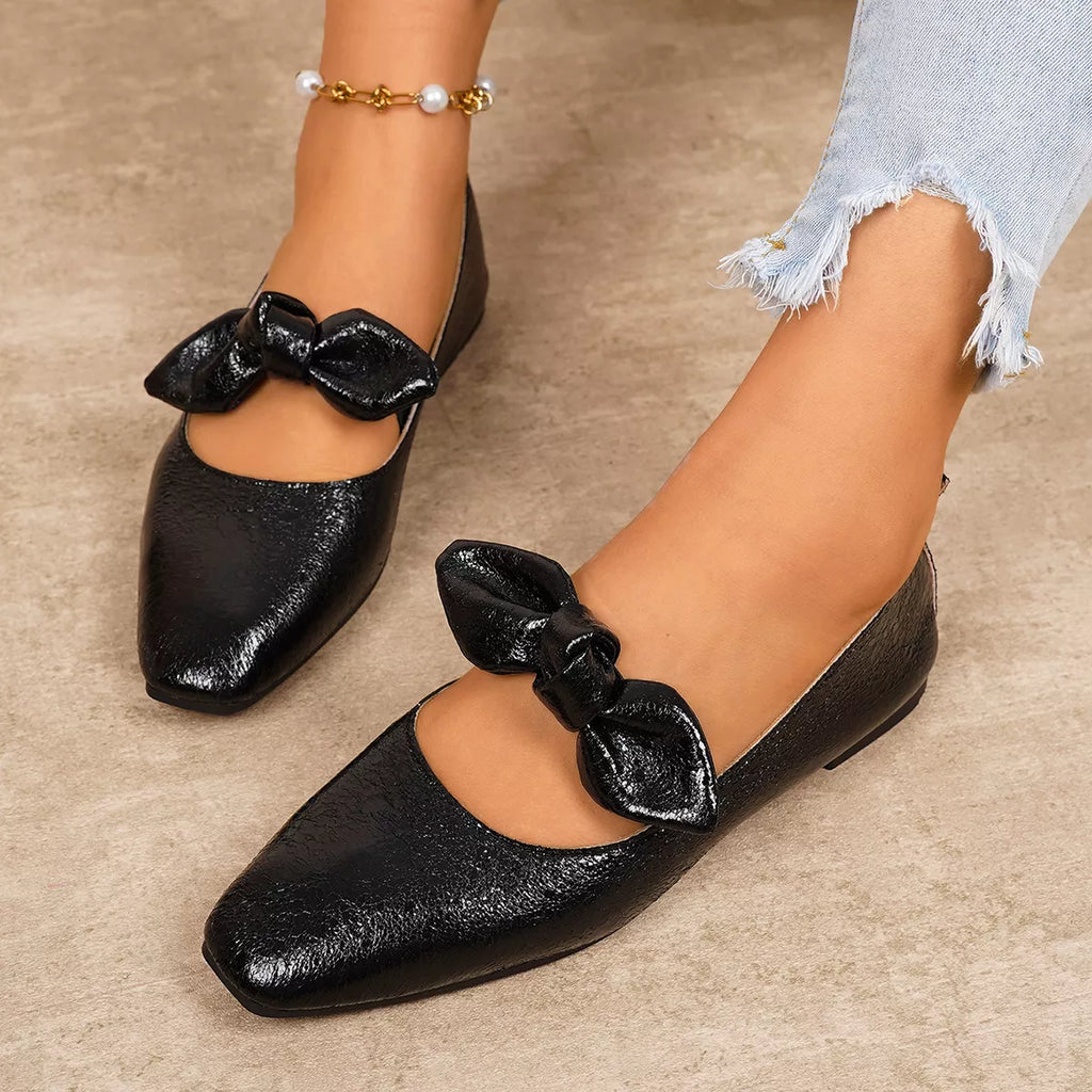 Bow Square Toe Slip-Ons