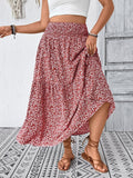 Plus Size Floral Print Tiered Skirt