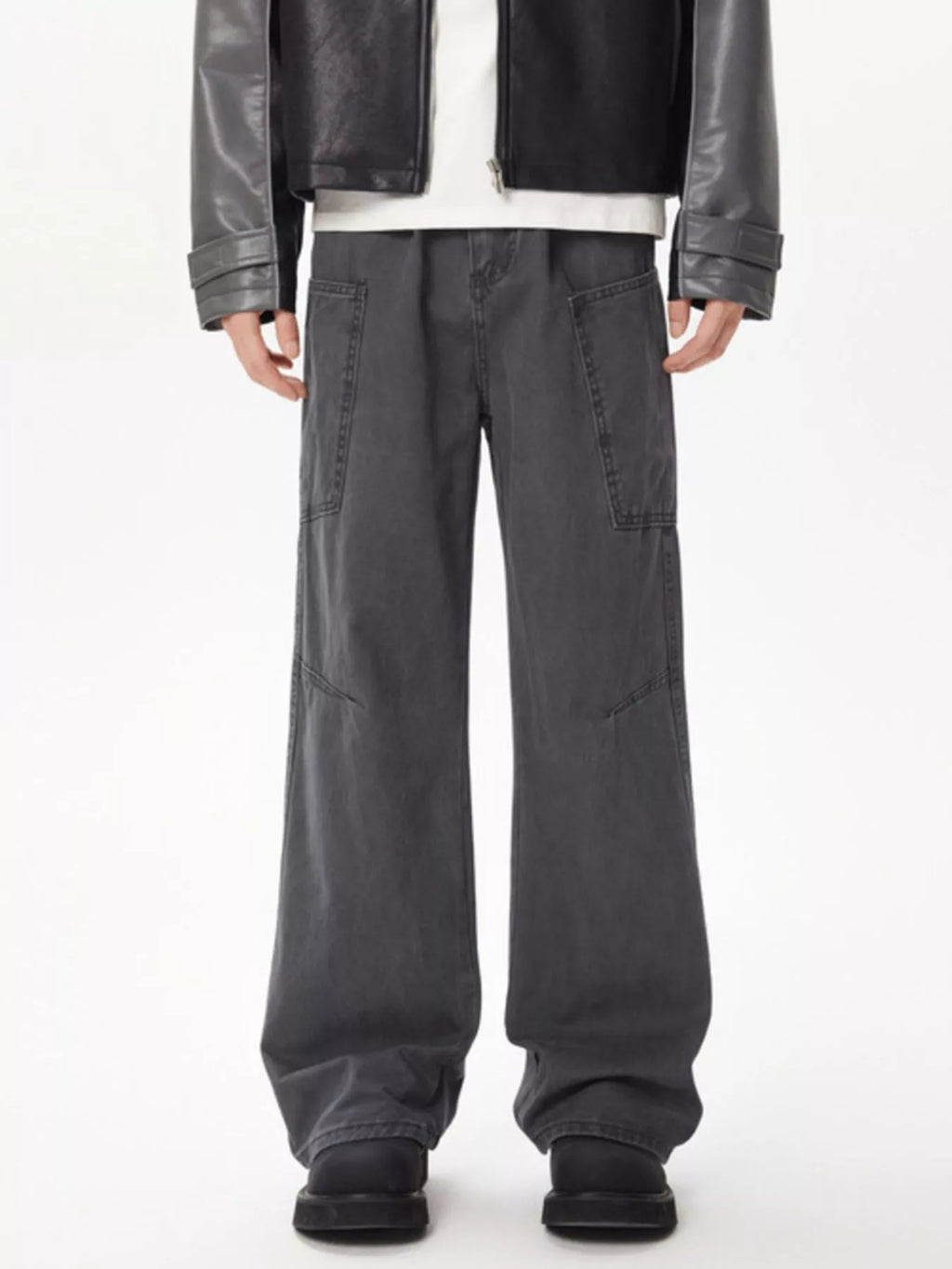 Men's Full Size Wide Leg Cargo Jeans Plus Size