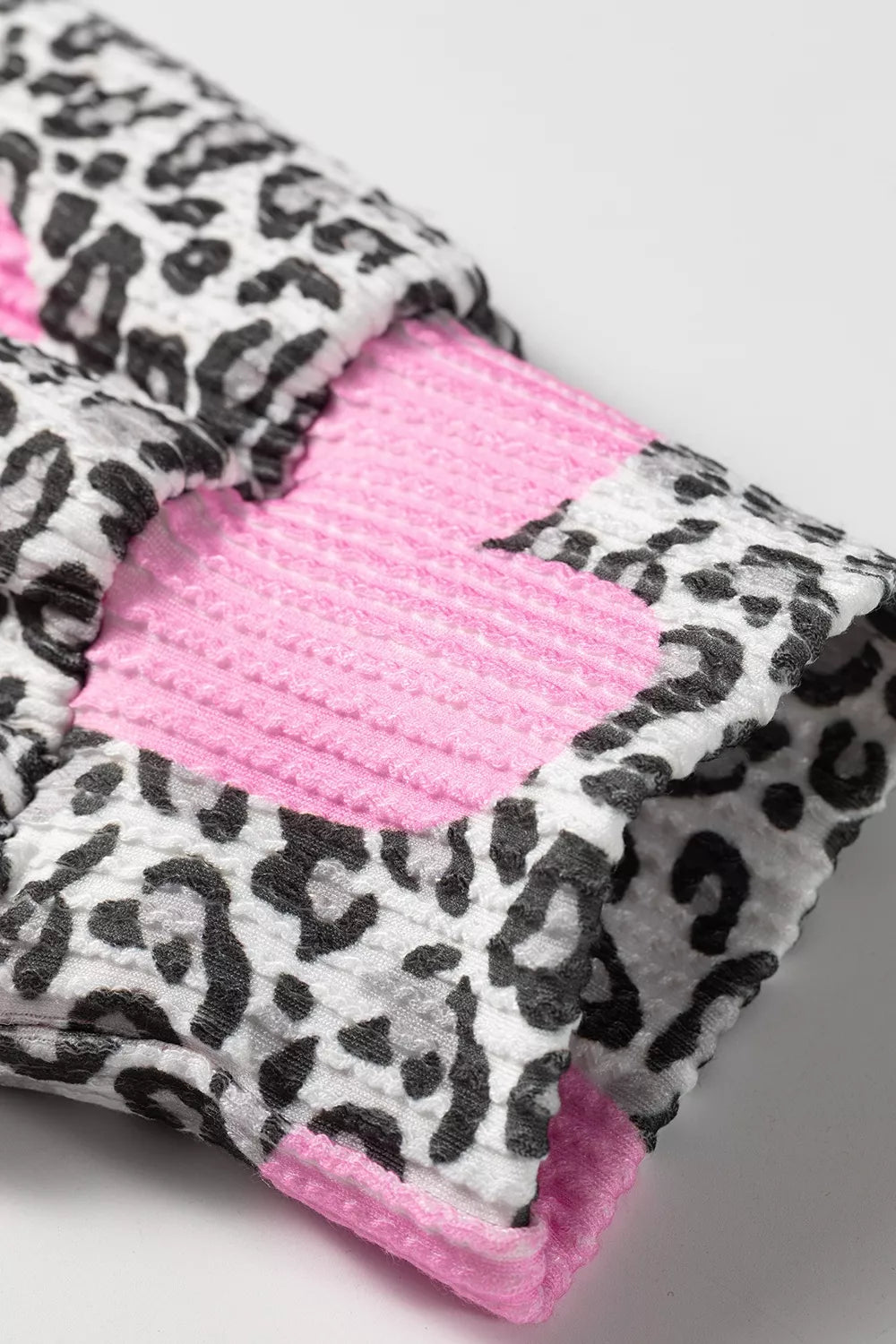 Leopard Heart Print Colorblock Pullover Blouse