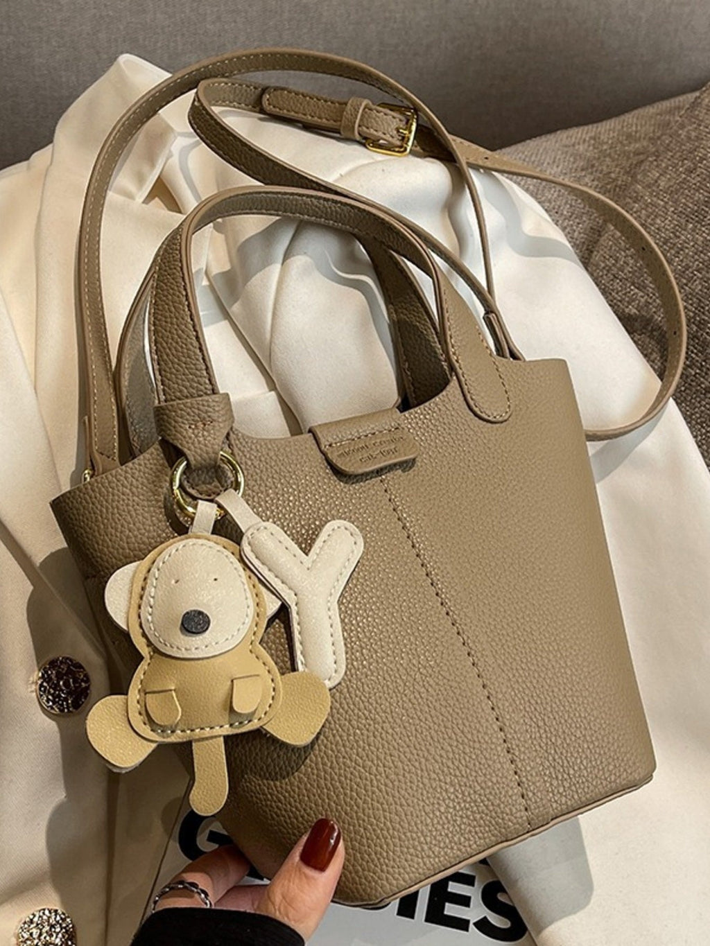 Leather Bucket Crossbody Bag
