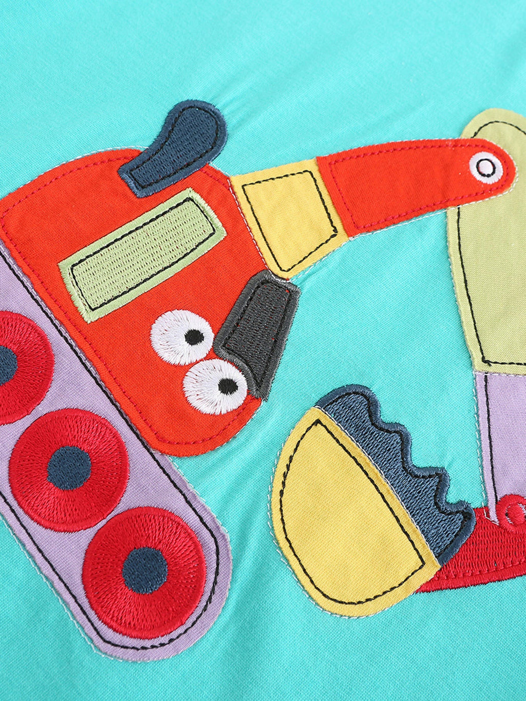Children's Excavator Short Sleeve Tee and Plaid Shorts Set