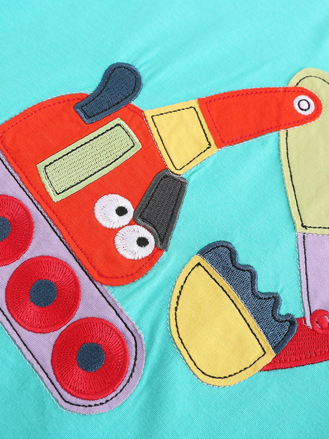Children's Excavator Short Sleeve Tee and Plaid Shorts Set