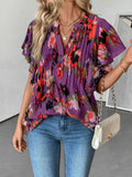 Abstract Print Flutter Sleeve Blouse