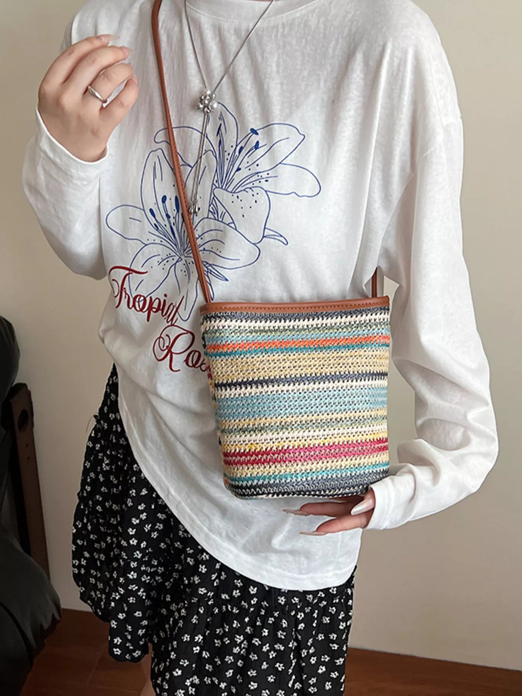 Woven Striped Crossbody Bag