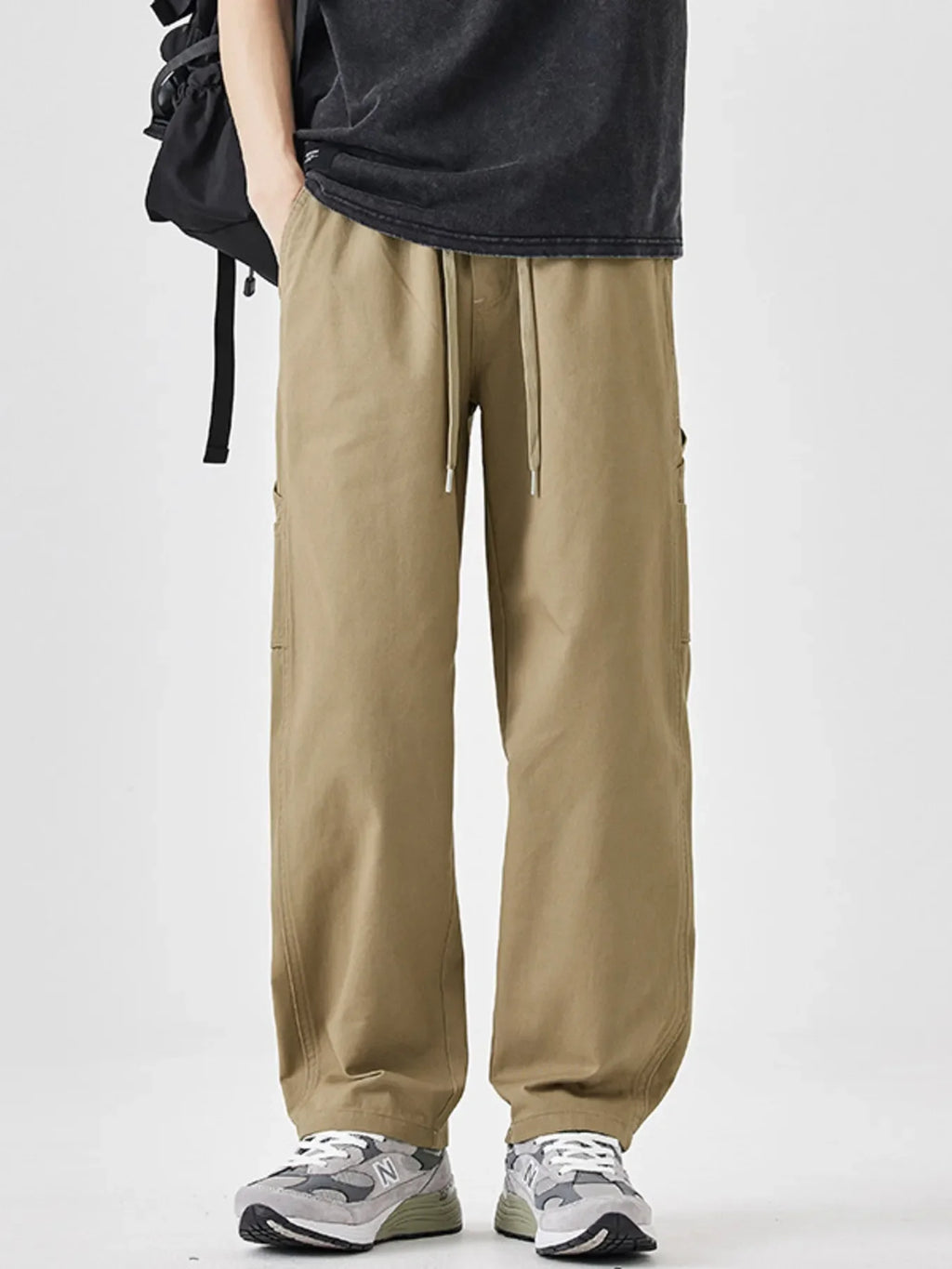 Men's Plus Size Drawstring Wide Leg Pants