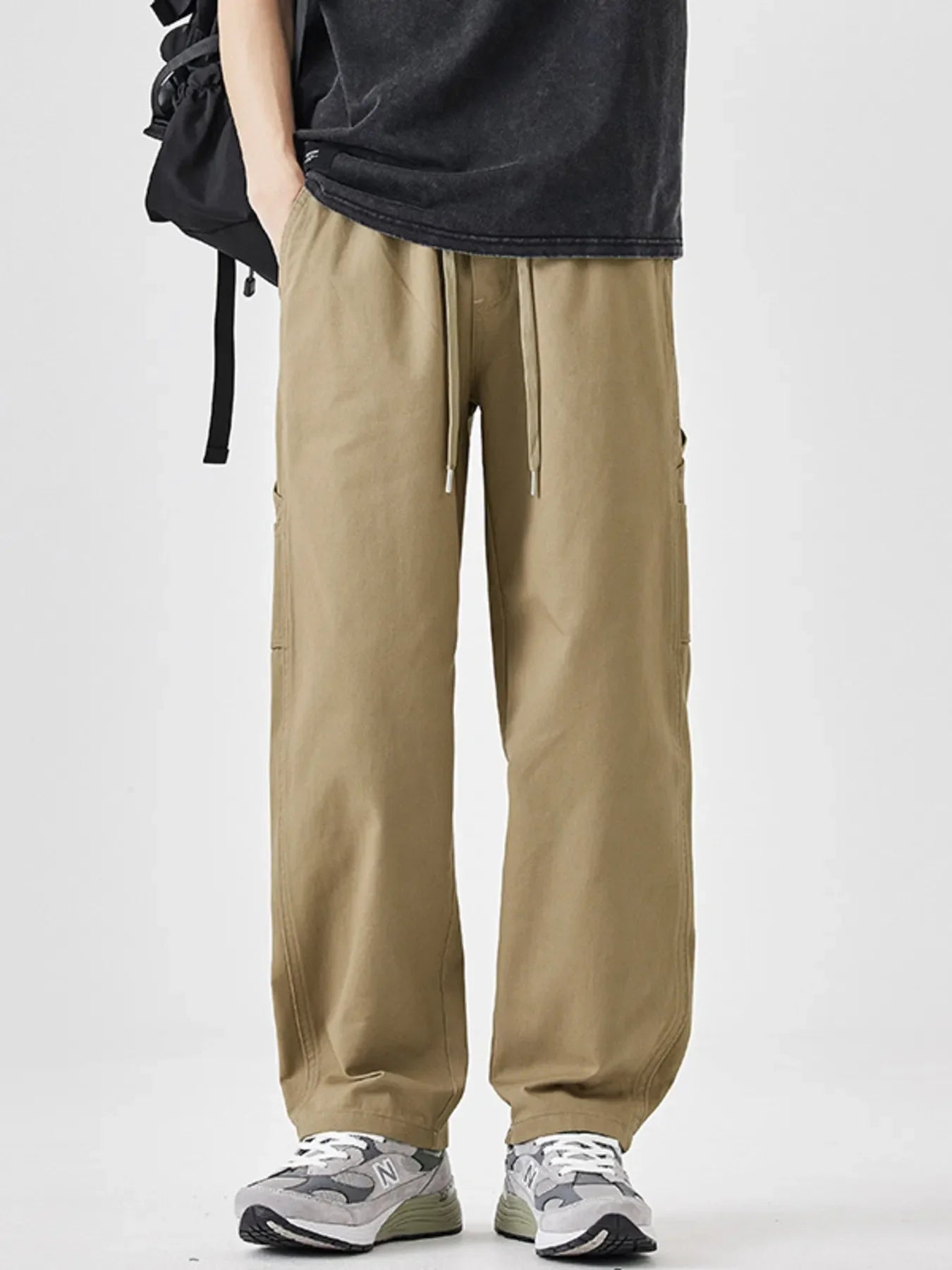 Men's Plus Size Drawstring Wide Leg Pants