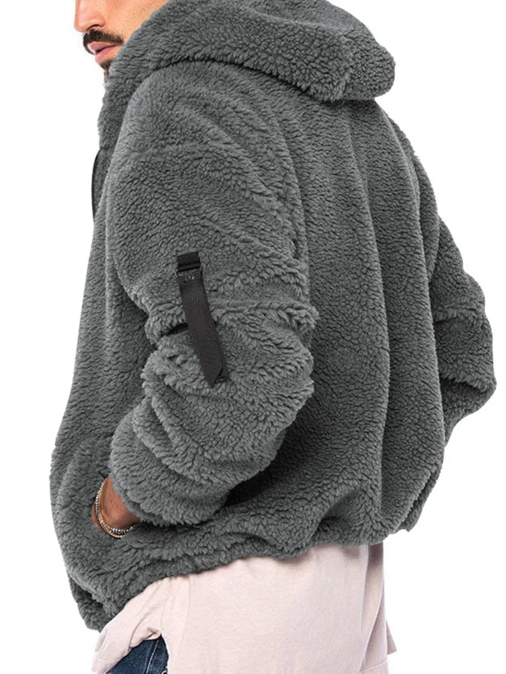 Men's Full Size Sherpa Fleece Hooded Zip-Up Jacket Plus Size