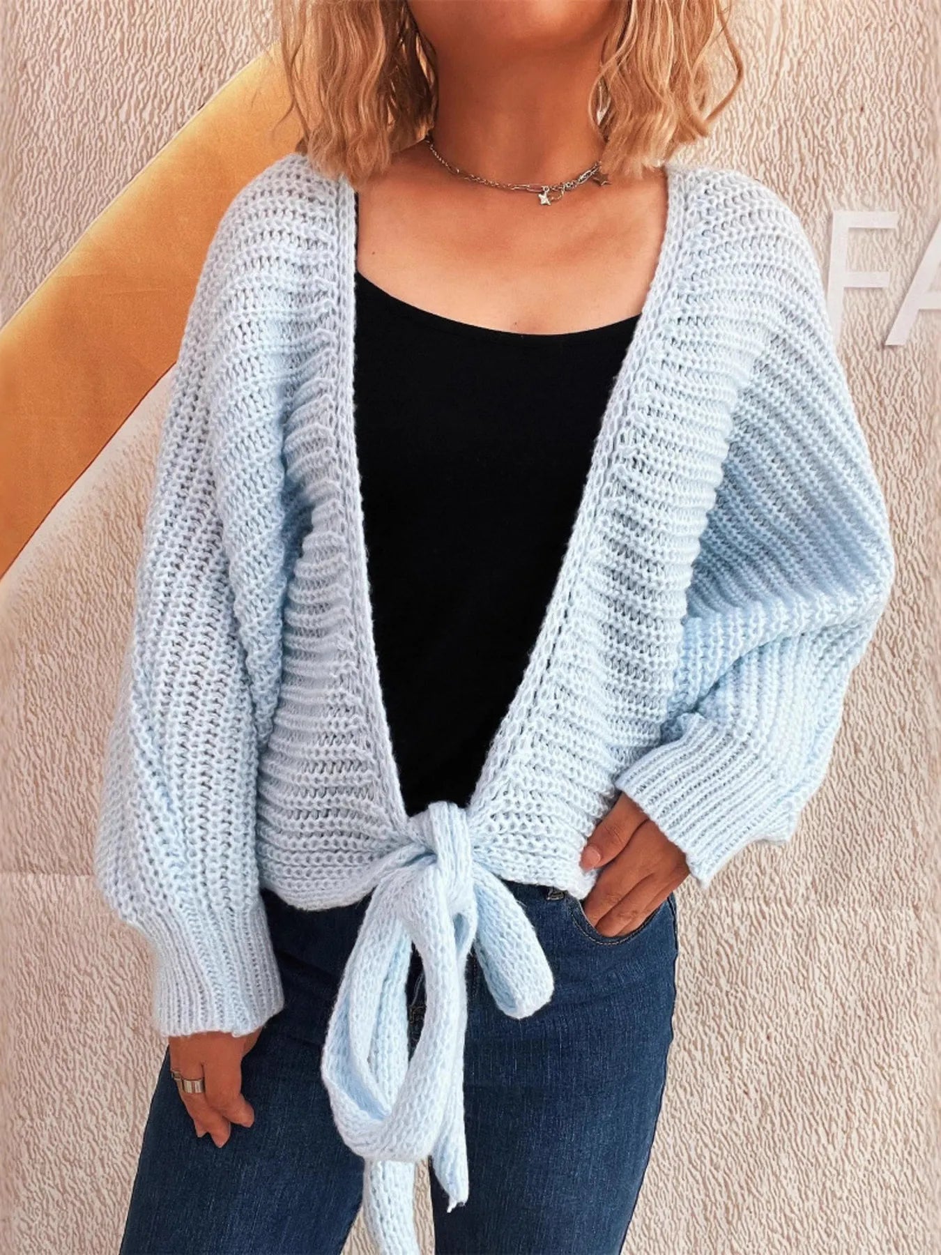 Tie Front Long Sleeve Cardigan