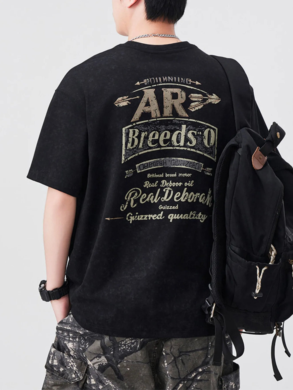 Men's Plus Size Letter Round Neck Short Sleeve T-Shirt