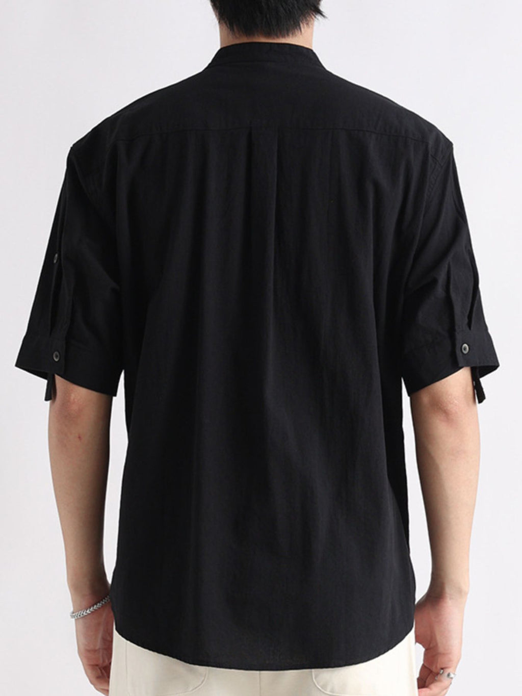 Men's Plus Size Button Detail Short Sleeve Blouse