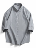 Men's Plus Size Striped Button-Down Shirt