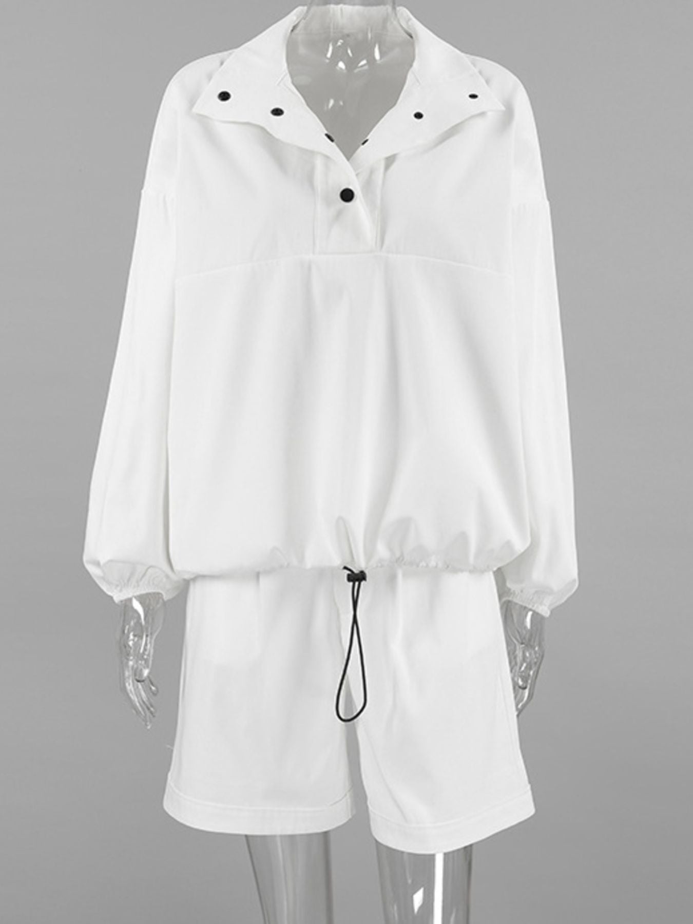 Snap Detail Long Sleeve Top and Shorts Set