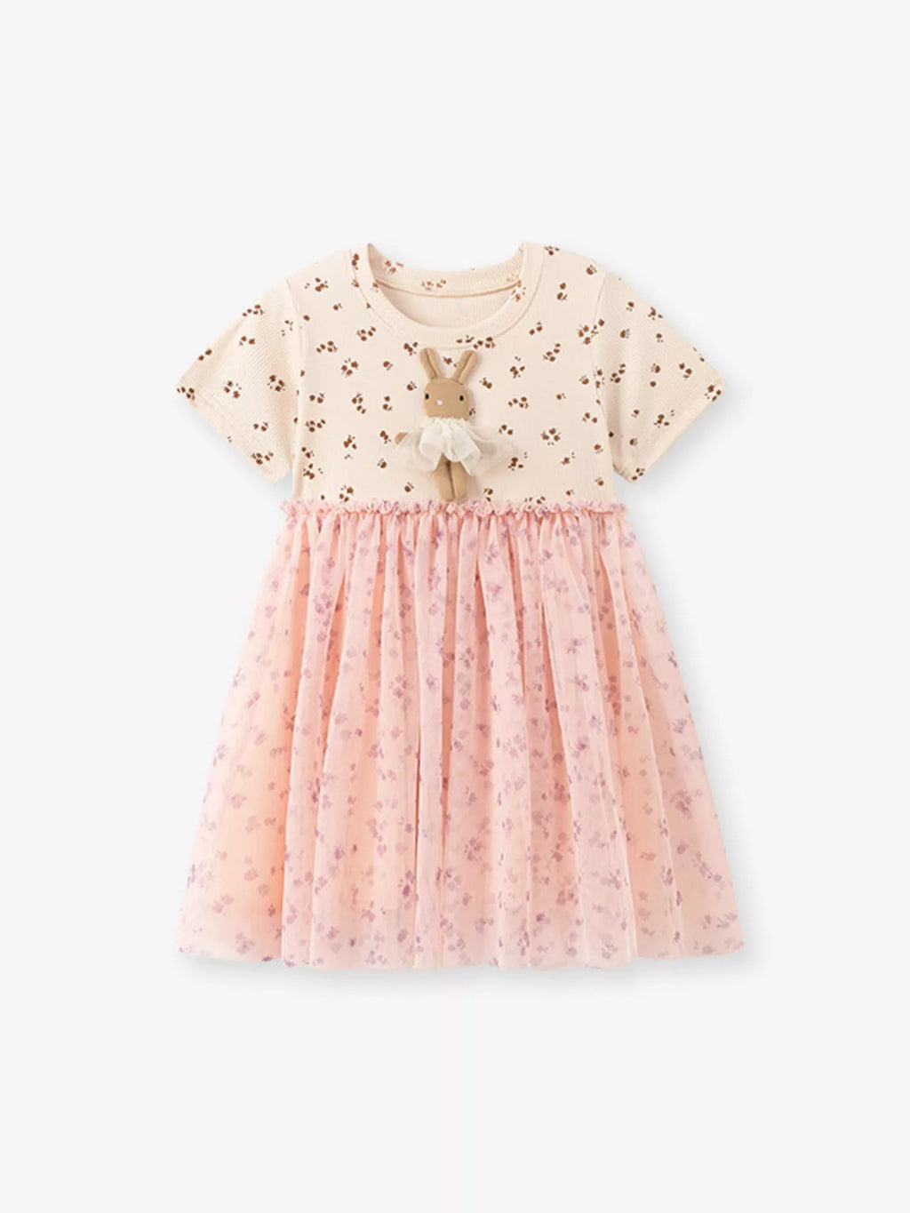 Children's Floral Bunny Applique Tulle Dress