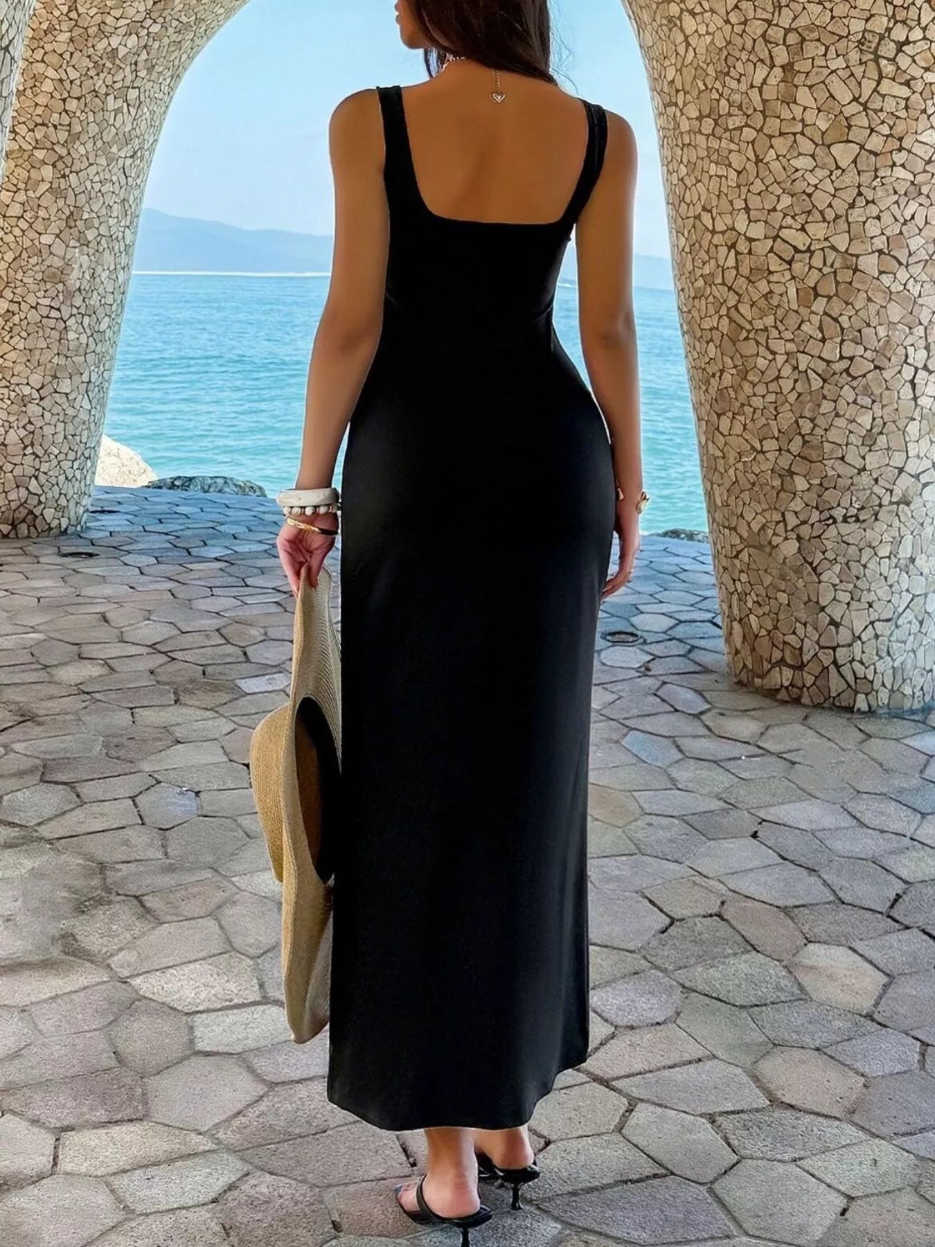 Square Neck Bodycon Maxi Dress