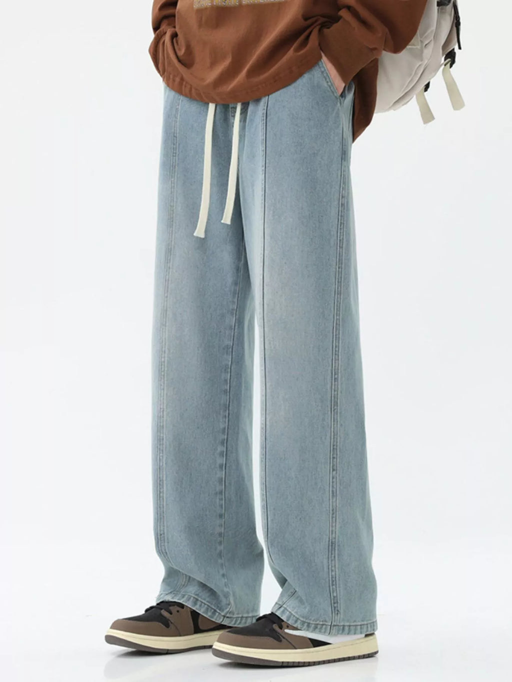 Men's Full Size Wash Wide Leg Jeans Plus Size