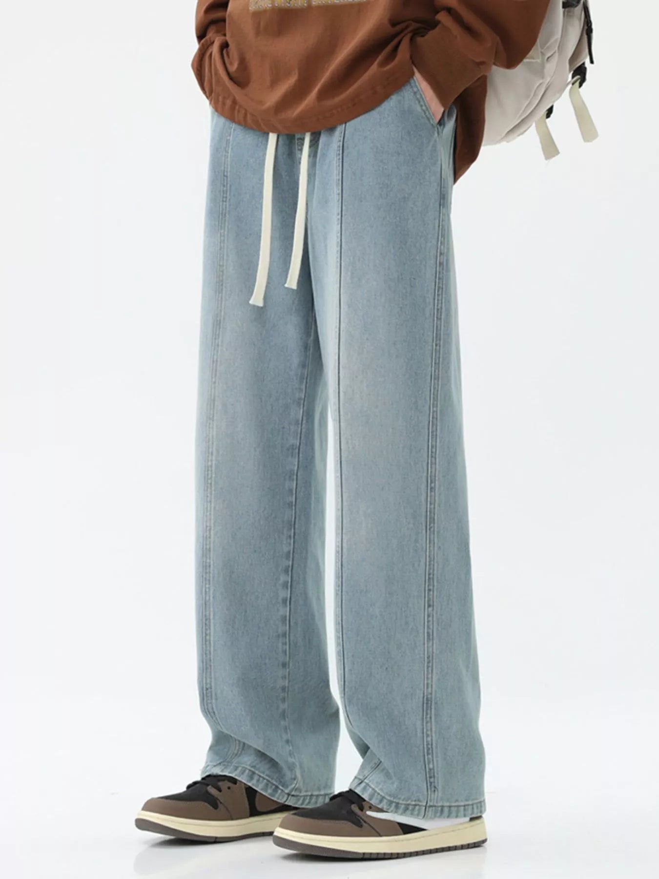 Men's Full Size Wash Wide Leg Jeans Plus Size