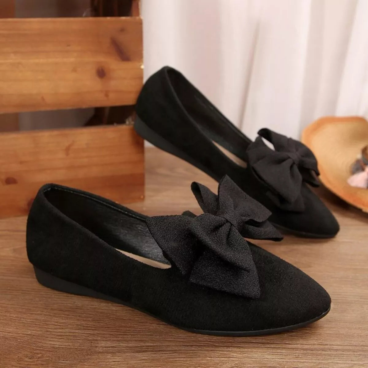 Bow Point Toe Slip-Ons