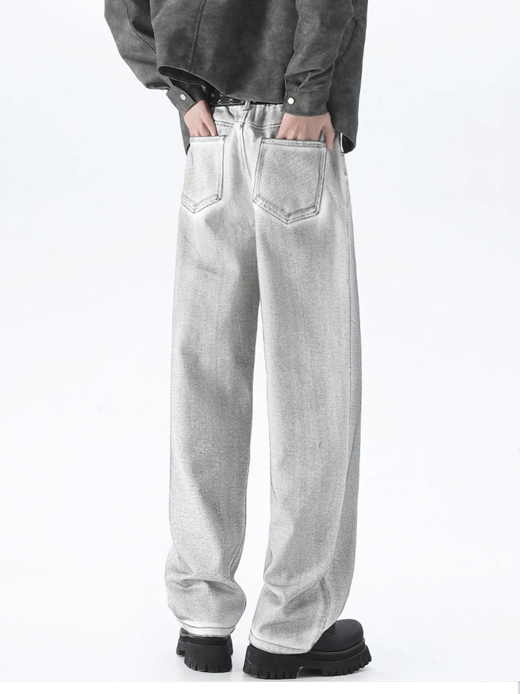 Men's Plus Size Wash Wide Leg Jeans
