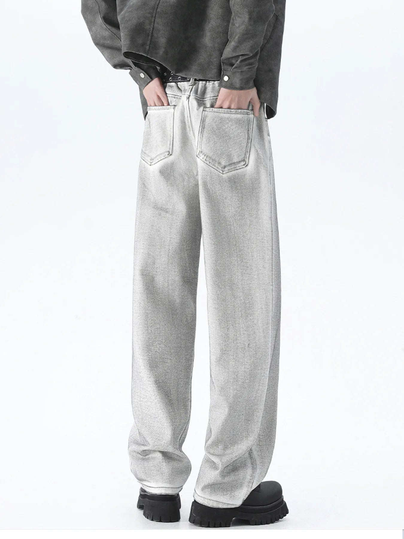 Men's Plus Size Wash Wide Leg Jeans