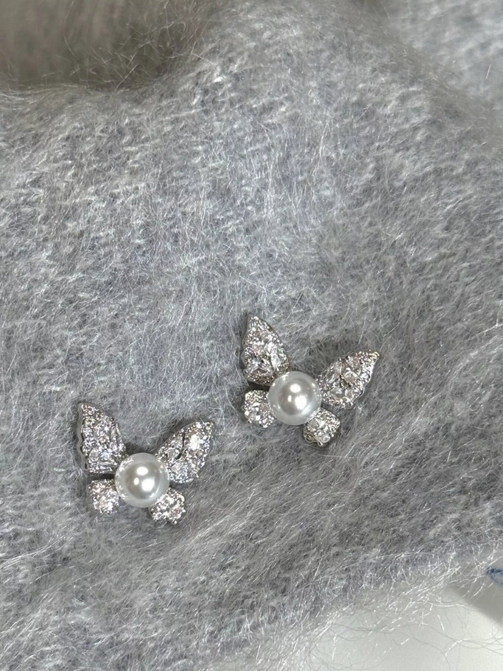 Butterfly Pearl Stud Earrings