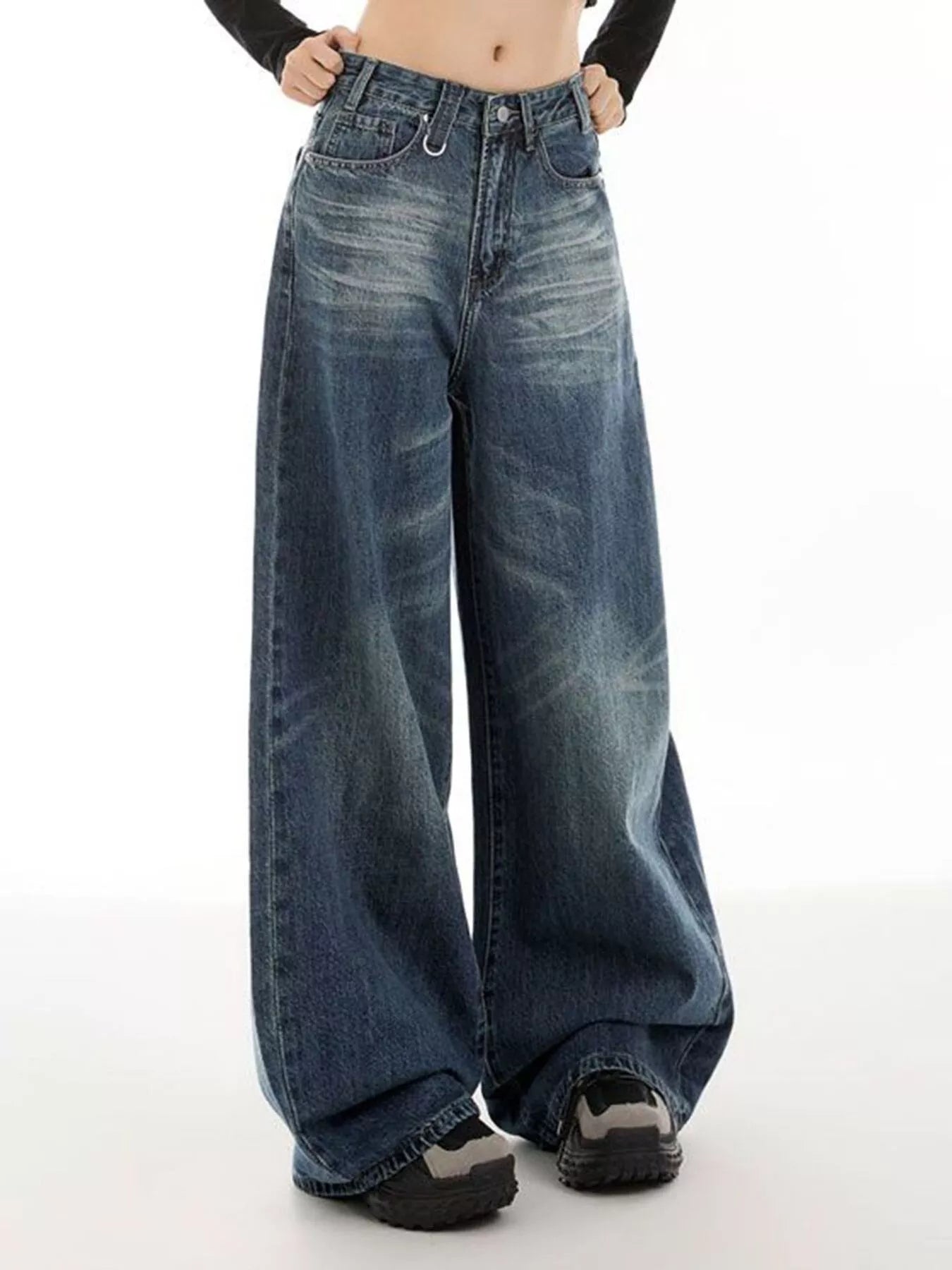 Vintage Wash Wide Leg Jeans