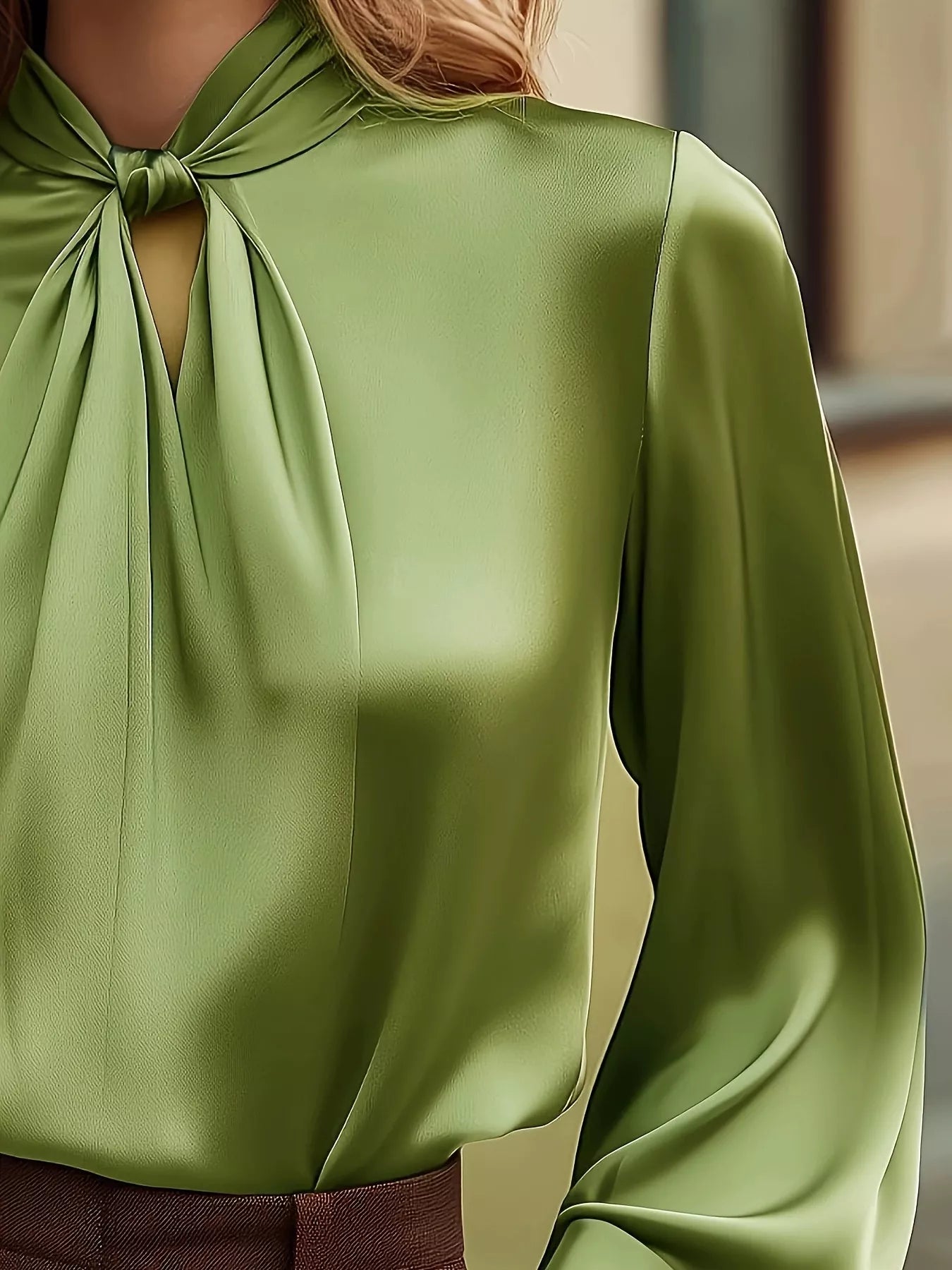 Satin Cutout Front Blouse