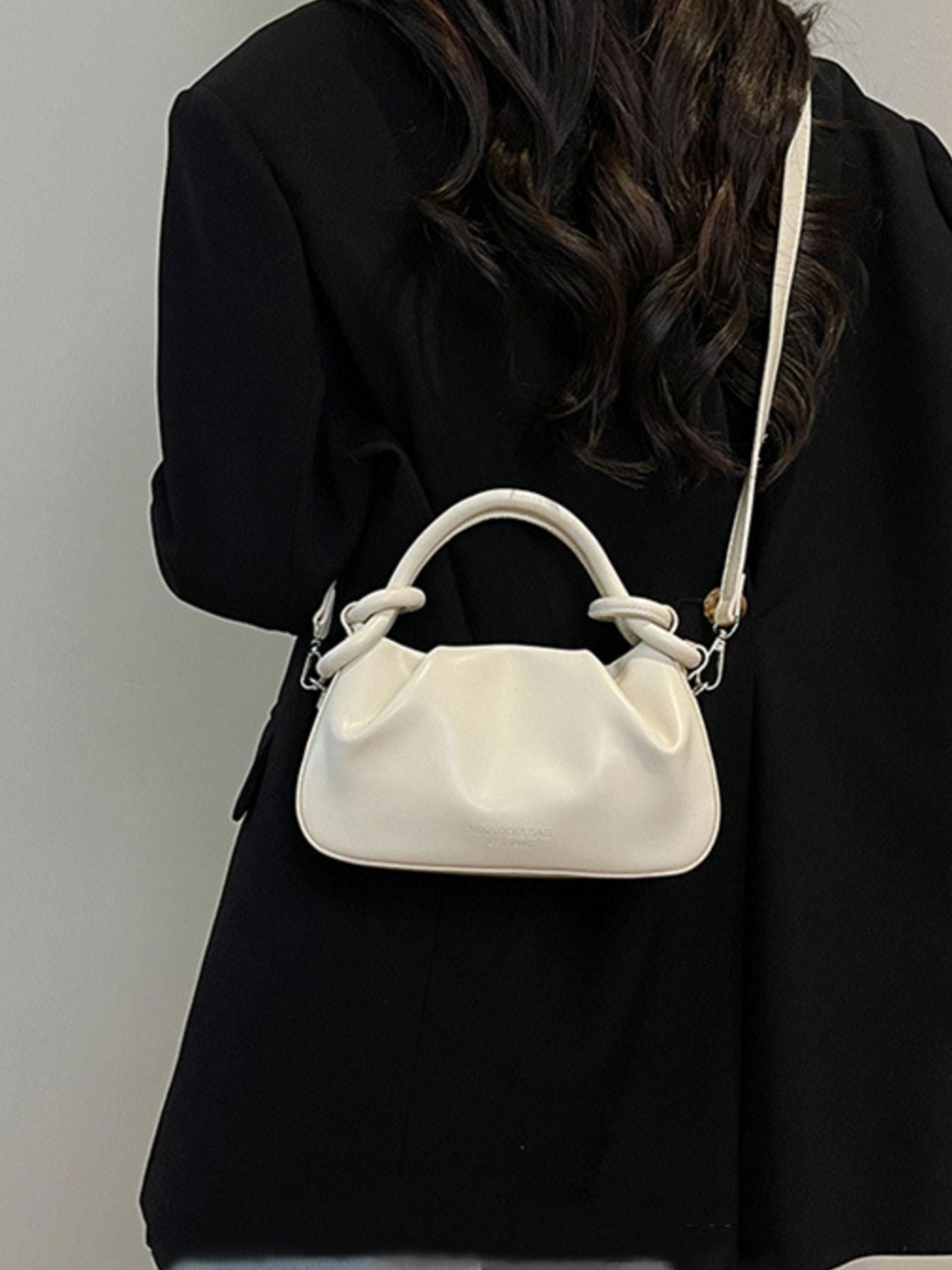 Knot Handle Ruched Crossbody Bag