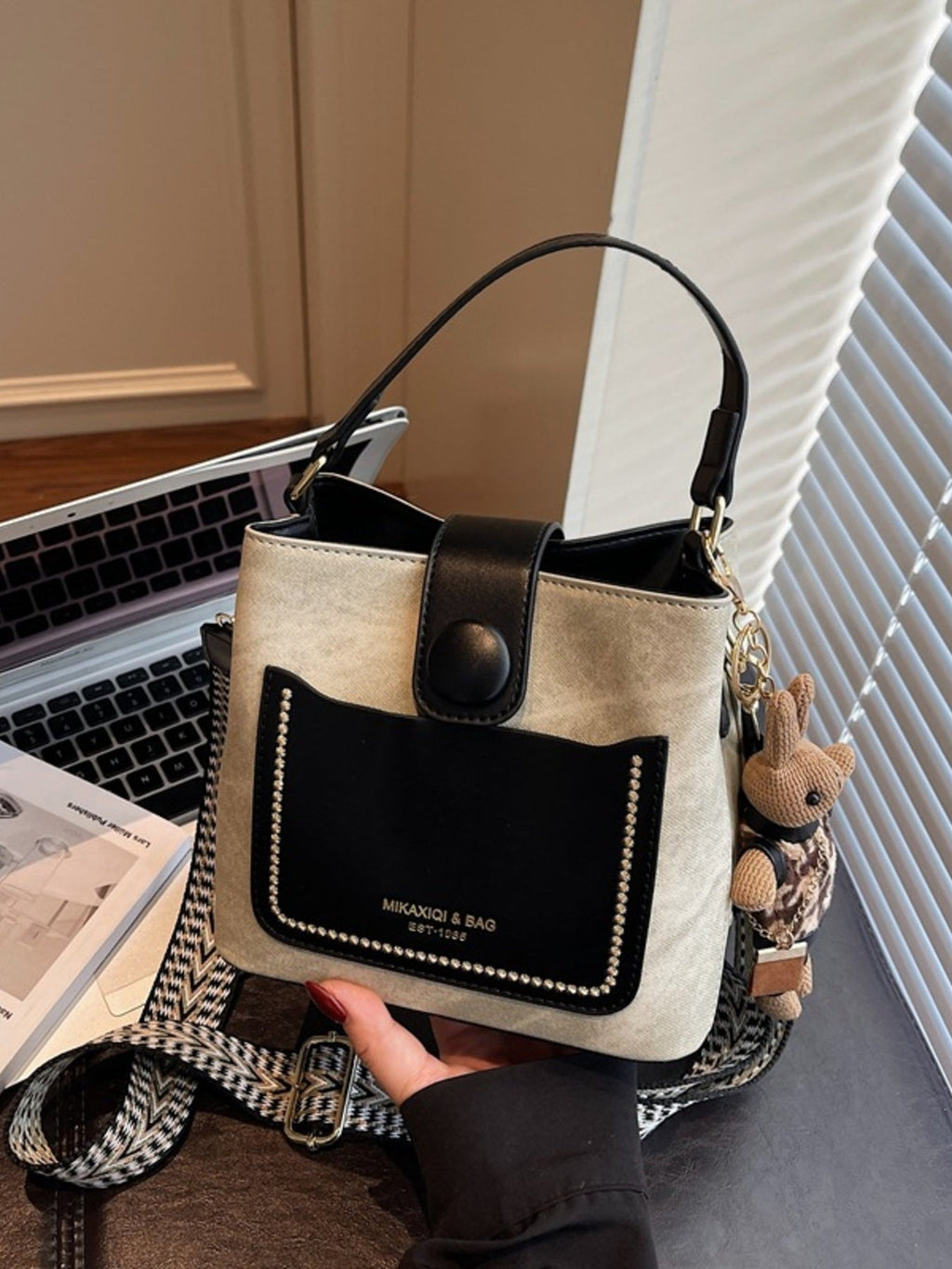 Two-Tone Bucket Crossbody Bag