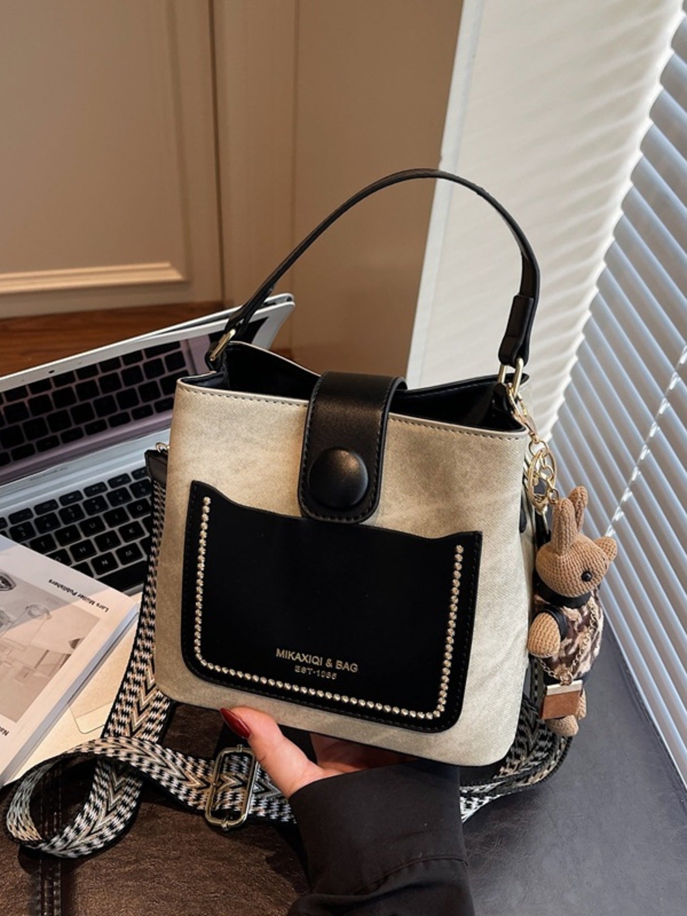 Two-Tone Bucket Crossbody Bag