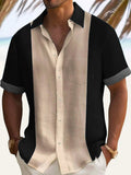 Men's Full Size Color Block Short Sleeve Shirt Plus Size