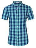 Men's Plaid Collared Neck Short Sleeve Shirt