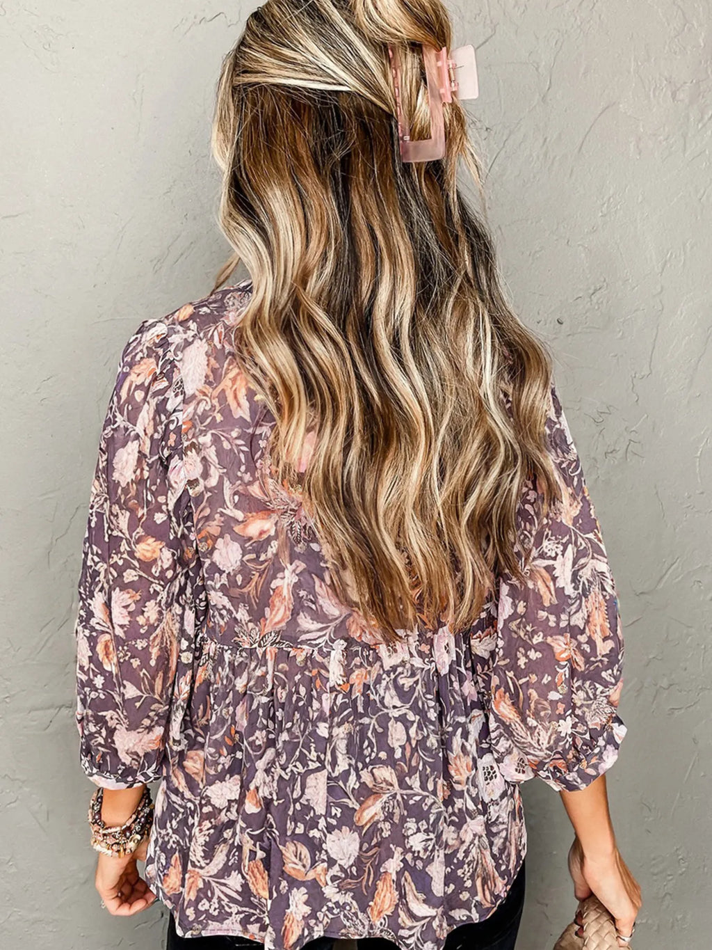Floral Print Tie Neck Blouse