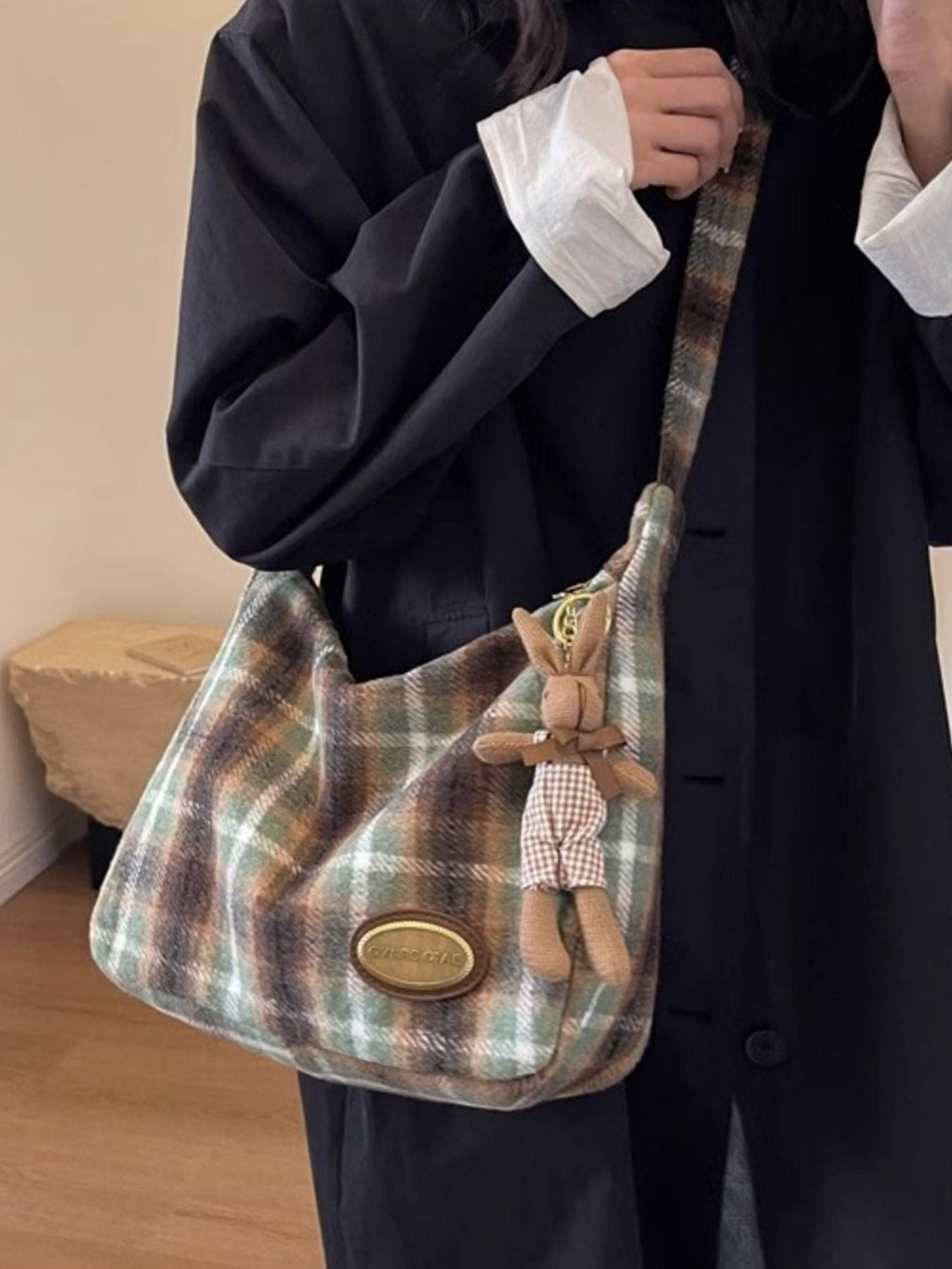 Plaid Pattern Shoulder Crossbody Bag