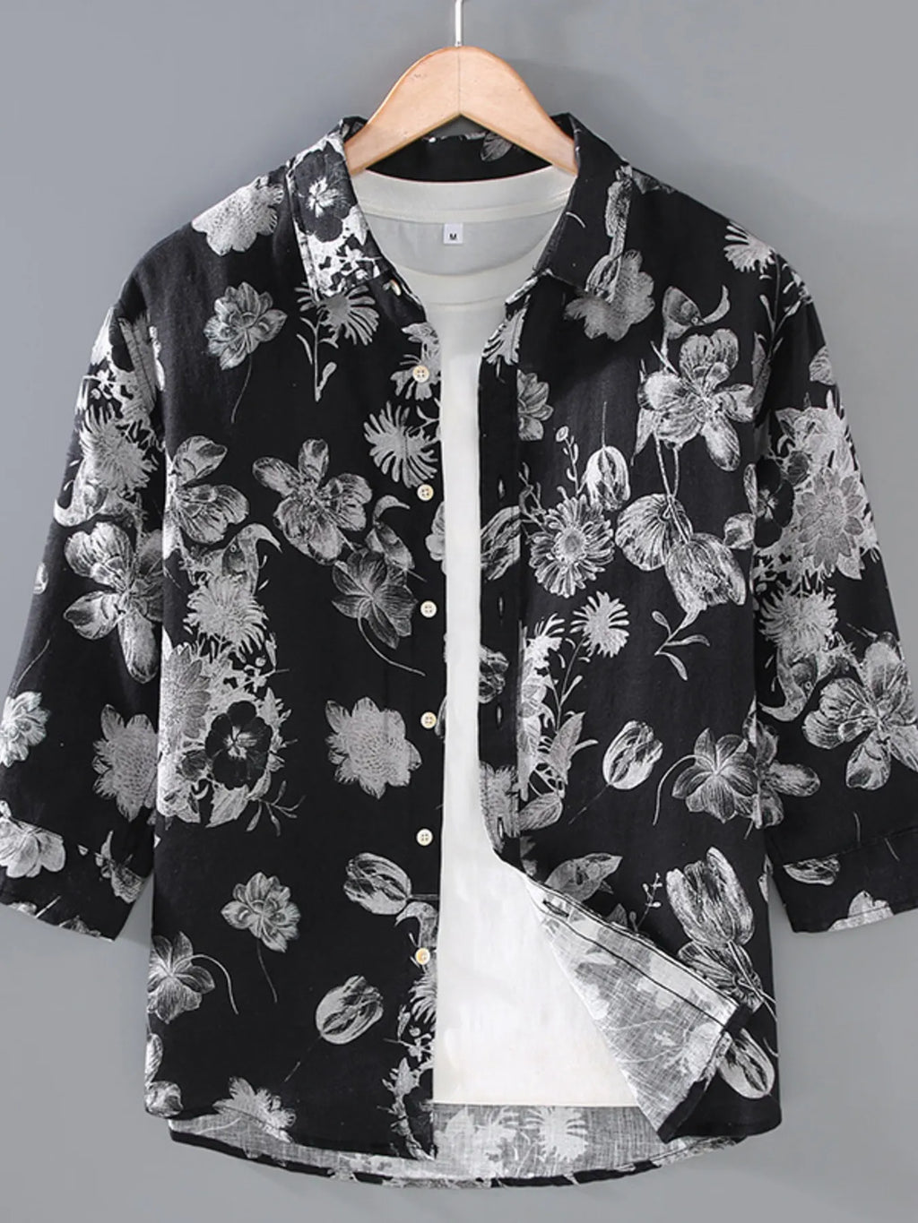 Men's Plus Size Printed Button Up Long Sleeve Shirt