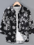 Men's Plus Size Printed Button Up Long Sleeve Shirt