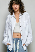 POL Washed Textured Cotton Western Button Front Shirt