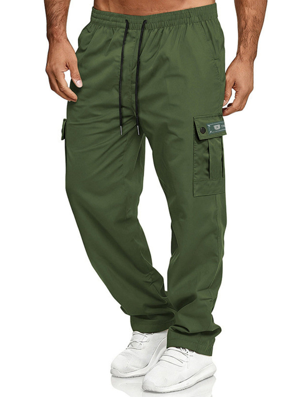 Men's Full Size Cargo Pants with Drawstring Waist Plus Size