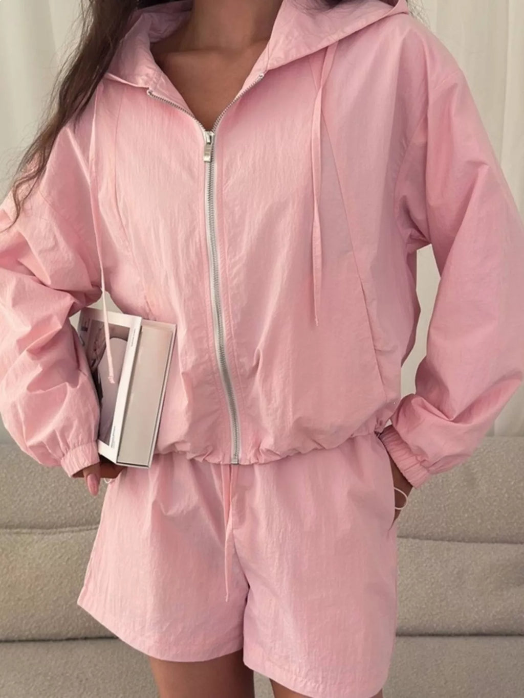Lightweight Hooded Jacket and Shorts Set