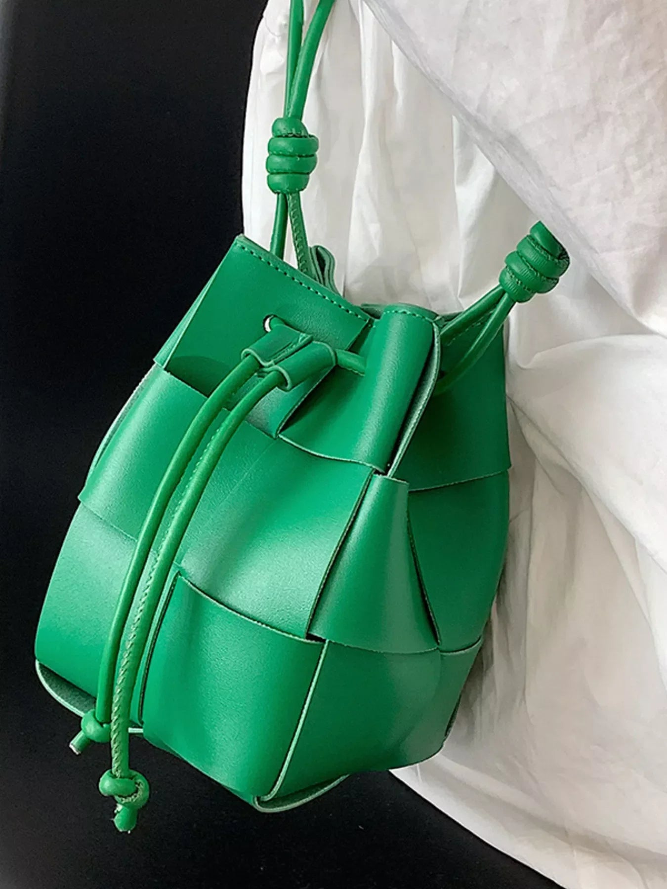 Woven Bucket Crossbody Bag