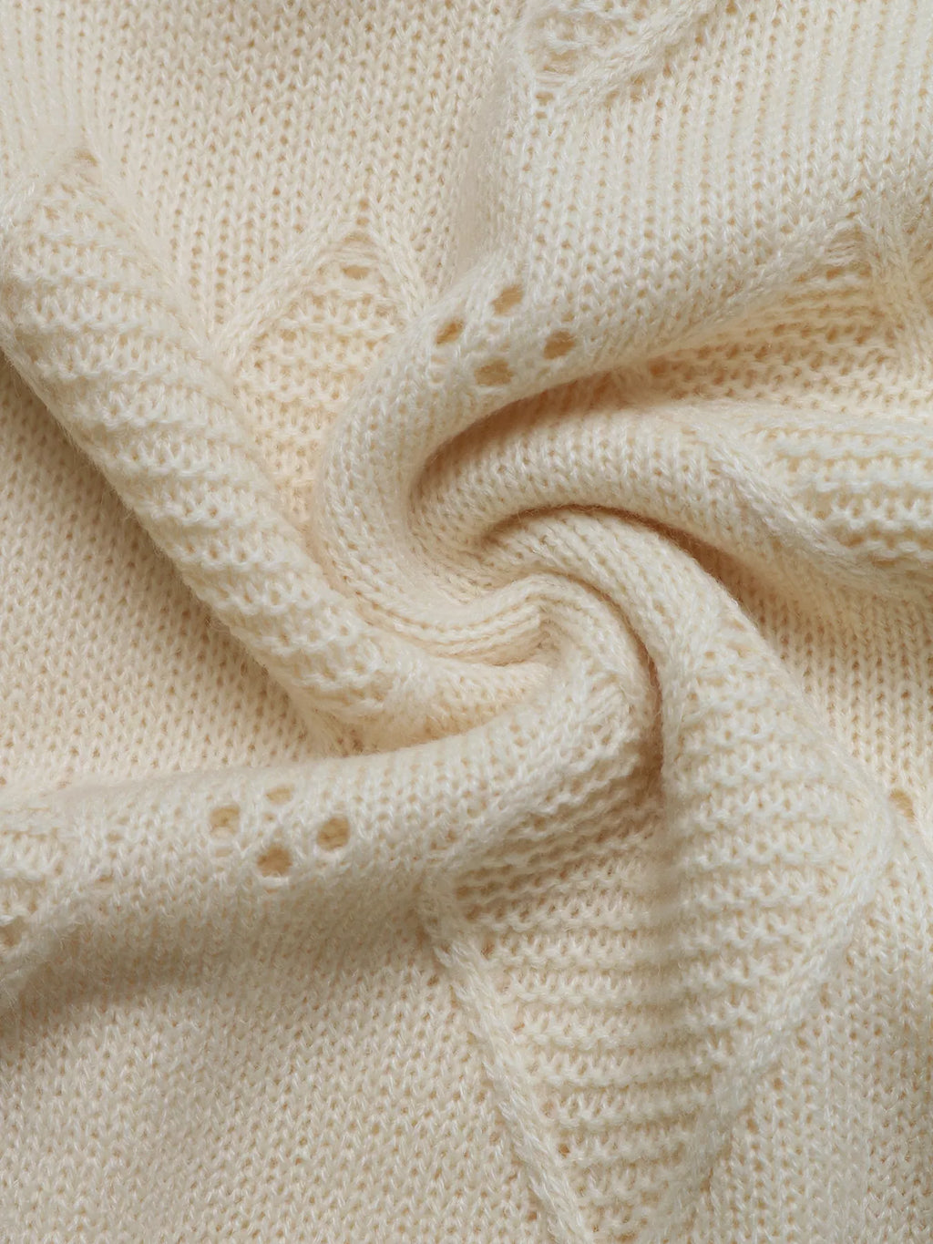 Openwork Heart Round Neck Sweater