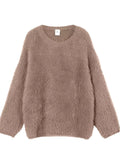 Fuzzy Round Neck Long Sleeve Sweater