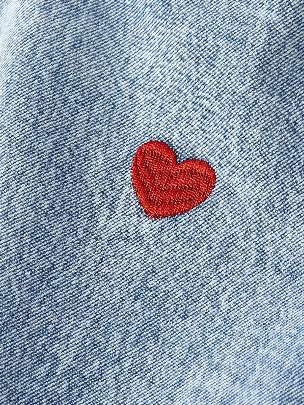 Embroidered Heart Wide-Leg Jeans